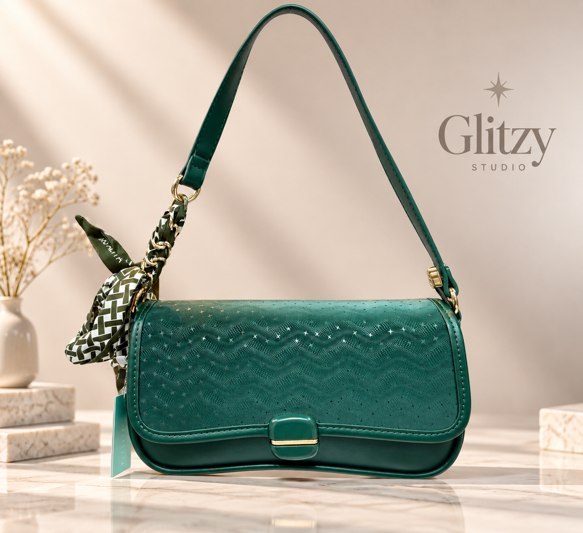 MISS ALITA Ladies Handbag & Shoulder Bag for Women with Scarf - Glitzy BD⁠