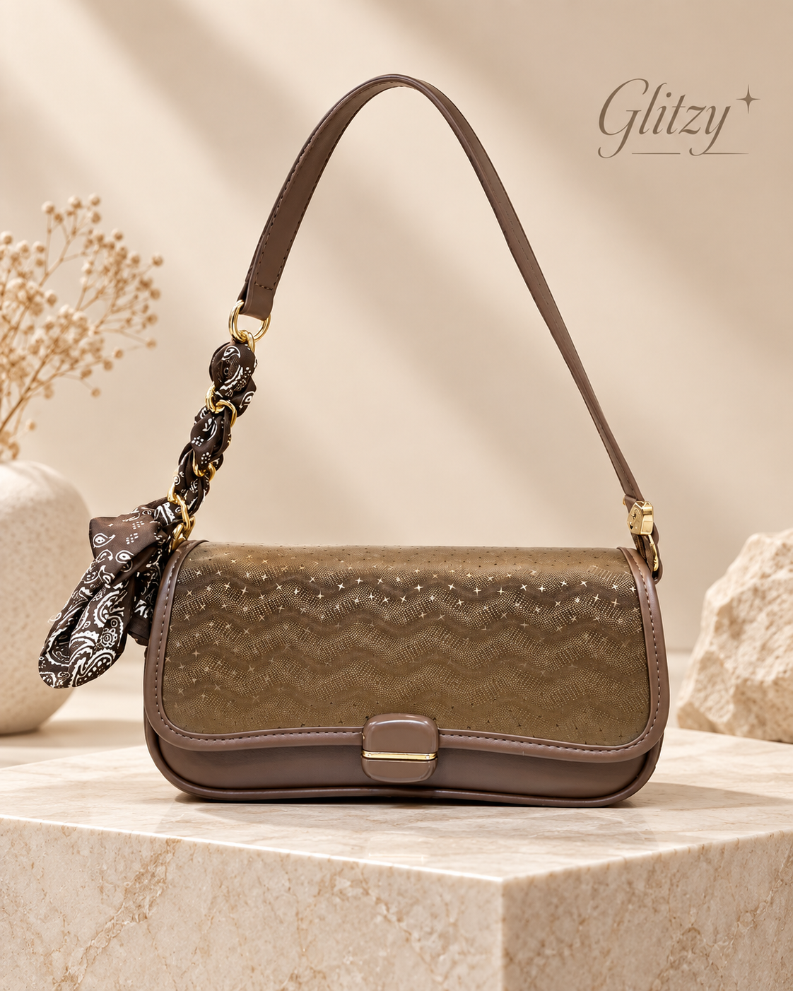 MISS ALITA Ladies Handbag & Shoulder Bag for Women with Scarf - Glitzy BD⁠