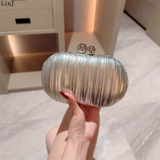 Women's silver Ribbed Clutch Bag for Weddings & Prom