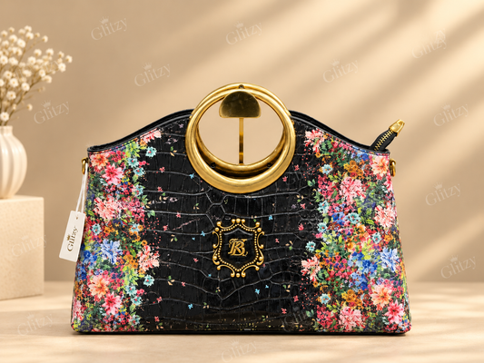 Beautiful floral printed premium handbag | Glitzy
