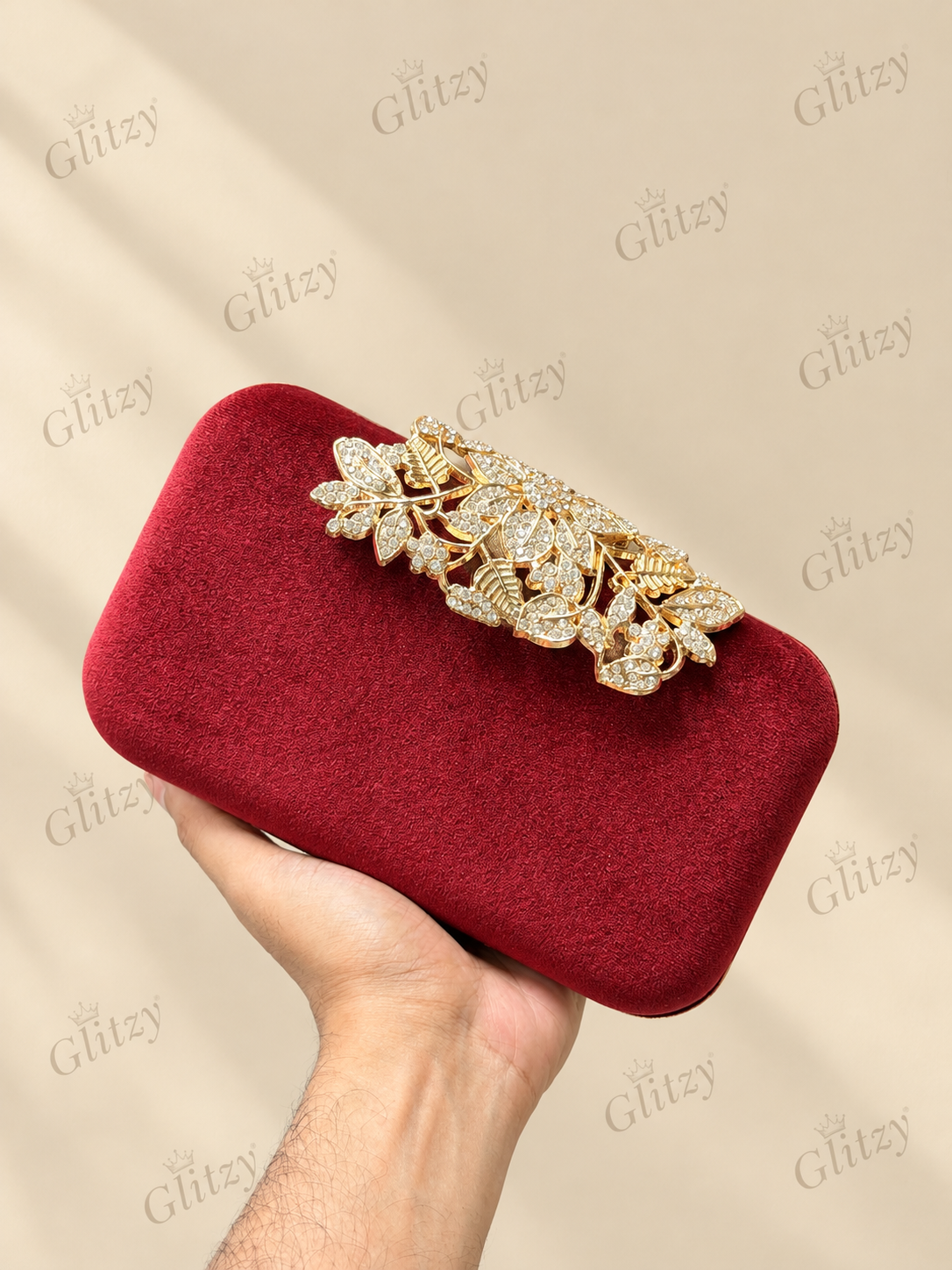 Beautiful Floral lock design velvet party purse